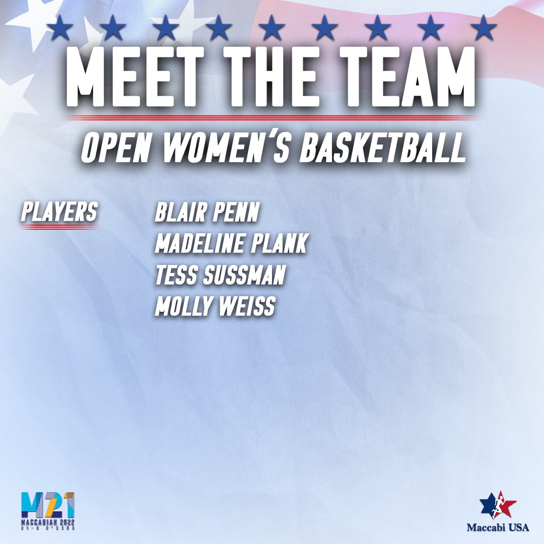ROSTER ANNOUNCEMENT: Meet our Open Women's Basketball Team for the 21st Maccabiah in Israel!