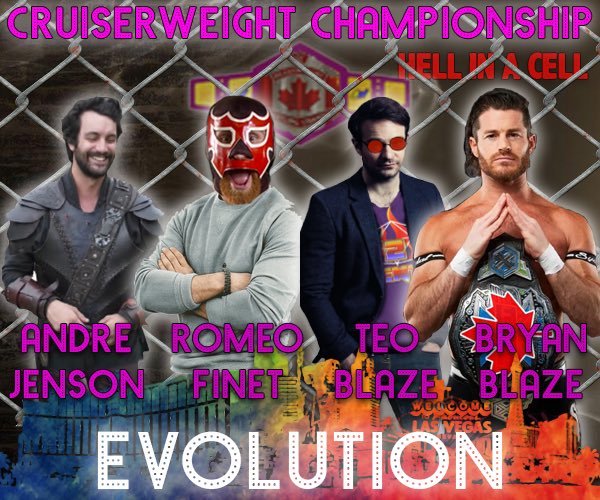 CenturyofSerene's tweet photo. This may be the biggest @AWCruiserClash of all time. The @ADubWrestle #CruiserweightChampionship will defended inside HELL IN A CELL!
Teo Blaze, Romeo Finet, Andre Jenson and the defending champion, Bryan Blaze will all meet in the feared structure
No man can escape #EvolutionV https://t.co/RXA1oc6fwm