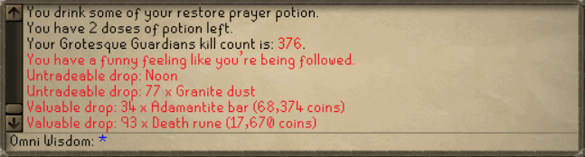 OmniWisdom's tweet photo. Pet came in at 376 kc it was a pretty good night #osrs #OldSchoolRunescape #runescape https://t.co/ECIUhvxAkh