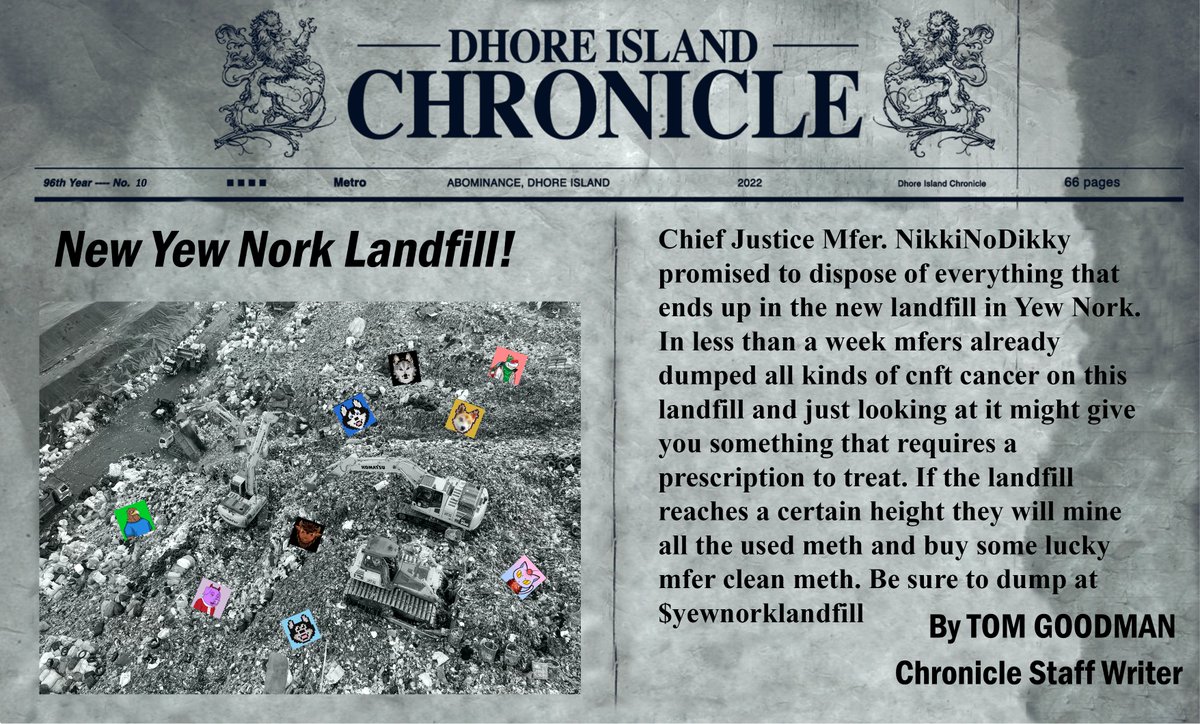 Dump your old rugs, portraits and stuffed animals here. $yewnorklandfill