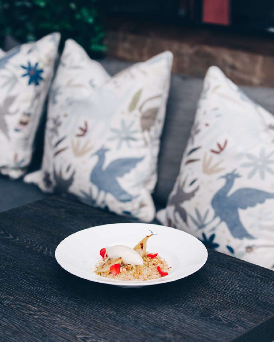 crokeparkhotel's tweet photo. Treat yourself with one of our delicious desserts like our Cardamon Rice with pear, coconut, jaggery &amp; roasted banana gelato, almonds. It is the weekend after all! https://t.co/qpJaNHU1Ux