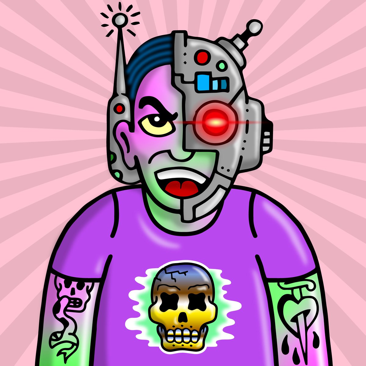 Another dope hand drawn <a href="/FamilyTeesNFT/">FamilyTeesNFT</a> by Kaput! 

This cyborg is a master in the shop, laser precise folding!!

Minting now!! LFG!!FamilyTeesNFT.com