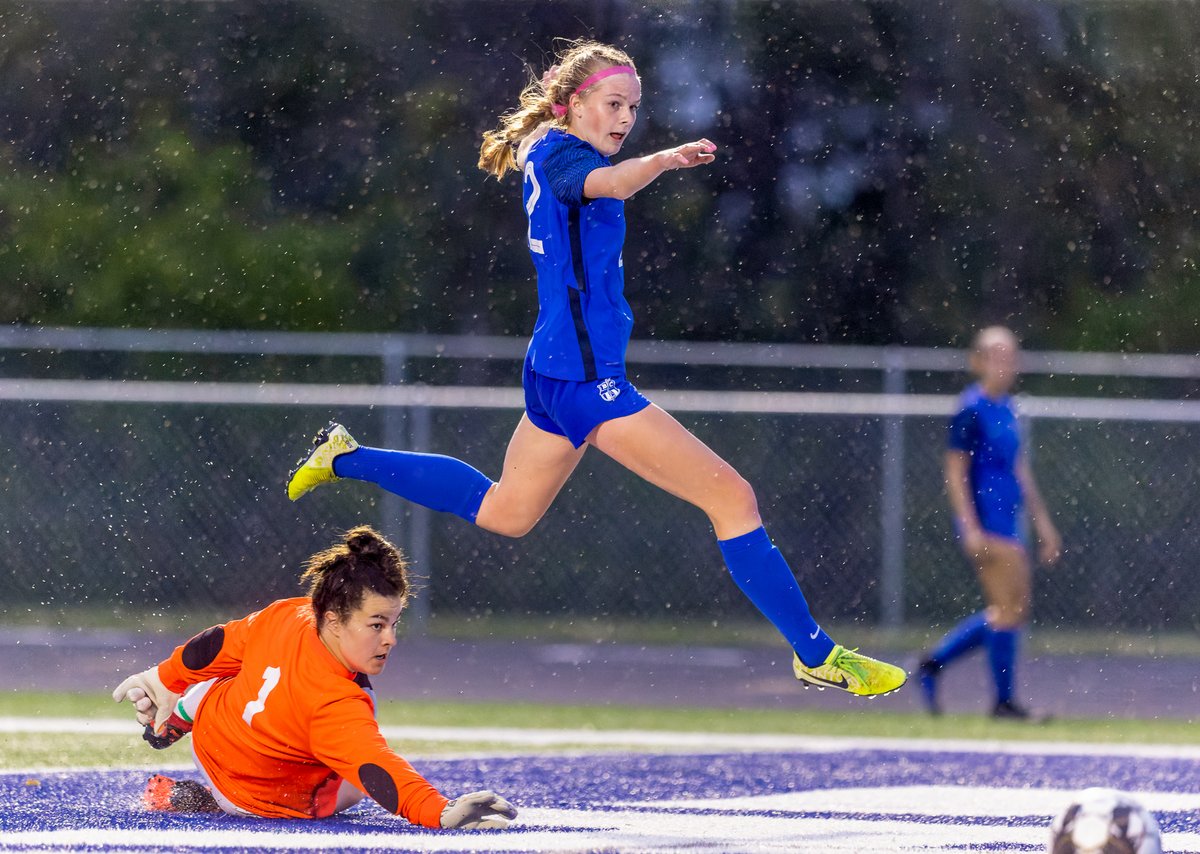 Mia Jorgensen clears the Tosa West goalkeeper and watches her shot head into the net for her second goal of the night. Jorgensen also had two assists in the <a href="/BCgirlssoccer/">BC Girls Soccer</a> 5-0 win in the regional final.