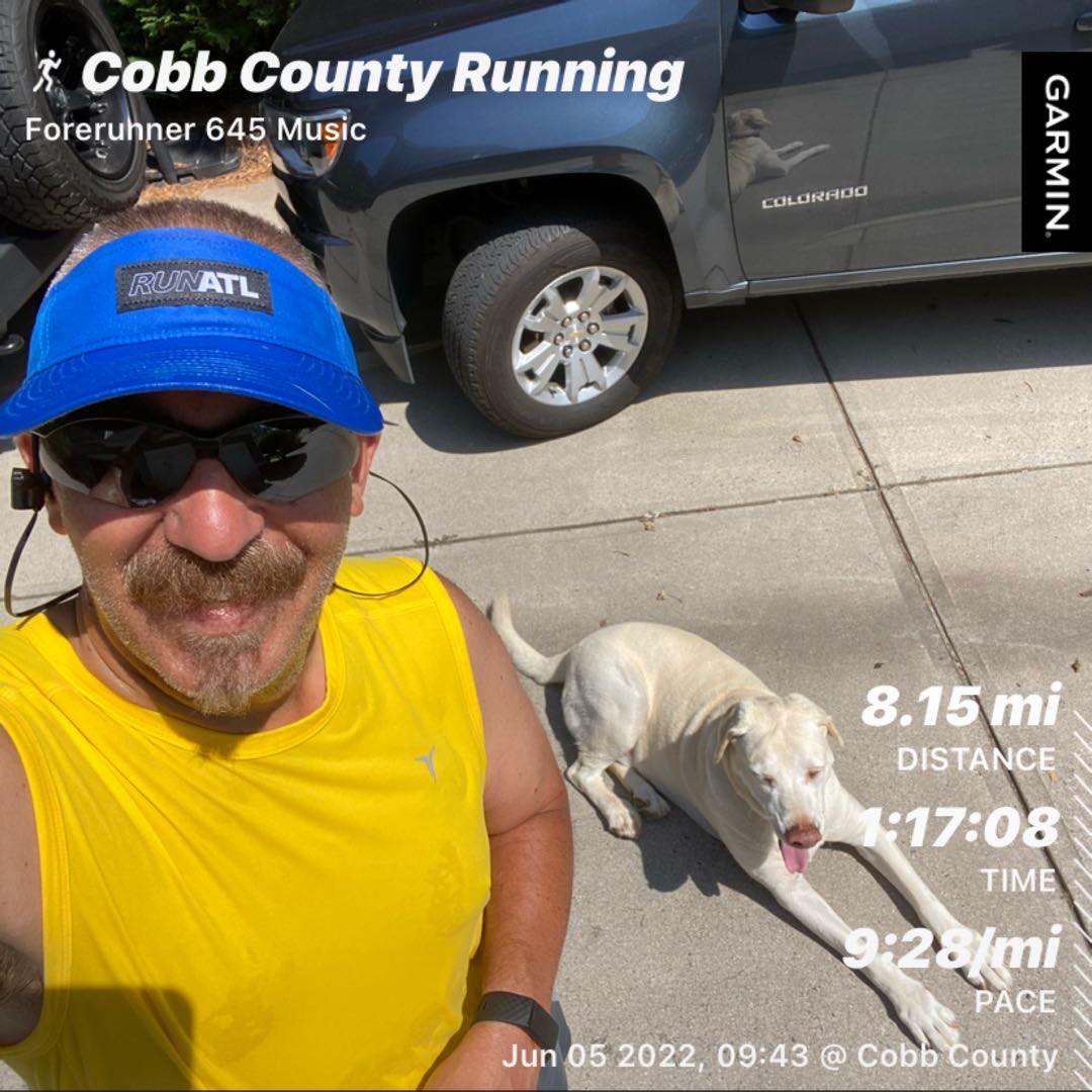 Cooperdc23's tweet photo. #beatyesterday #garmin he’s always happy I make it home alive #easy8 #finndoggie #smile #runforbeer https://t.co/XyqU2gq8Qs