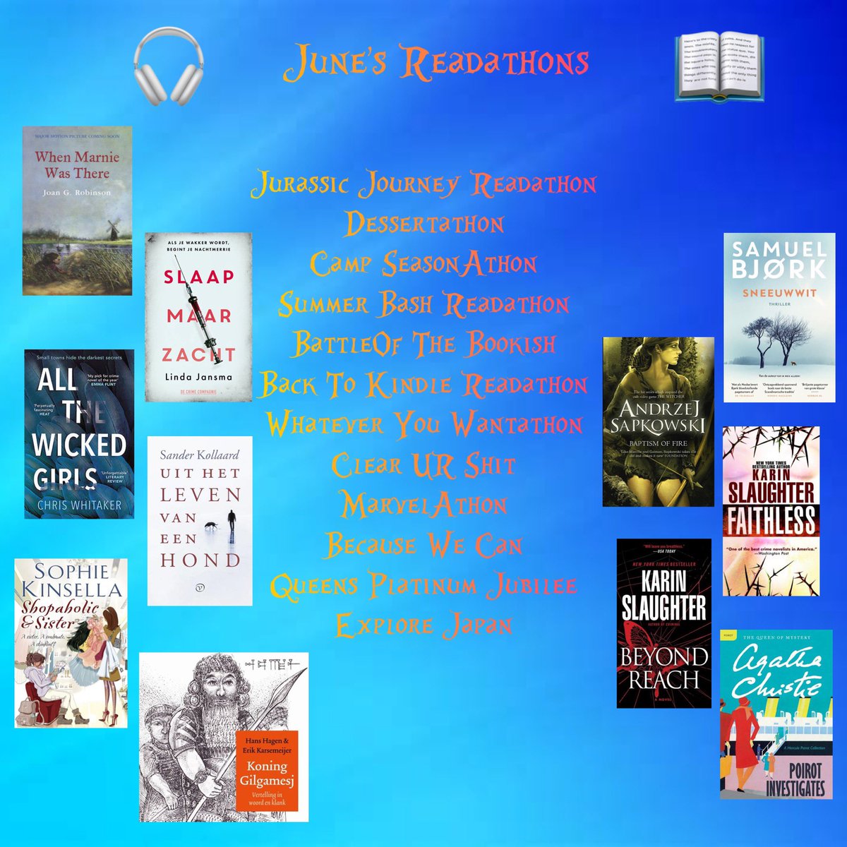 My June 2022 Readathons &amp; TBR

Participating in #readathon :
#JurassicJourneyReadathon <a href="/Jura55icJourney/">Jurassic Journey Readathon</a>
<a href="/Dessertathon/">Dessertathon</a> #DessertDjinns
<a href="/SeasonAthon/">SeasonAthon</a> #CounselorKaylani
#SummerBashReadathon #TeamCaseSarahSarah
#BattleOfTheBookish #MiddleEarth
#BackToKindleReadathon

1/2
