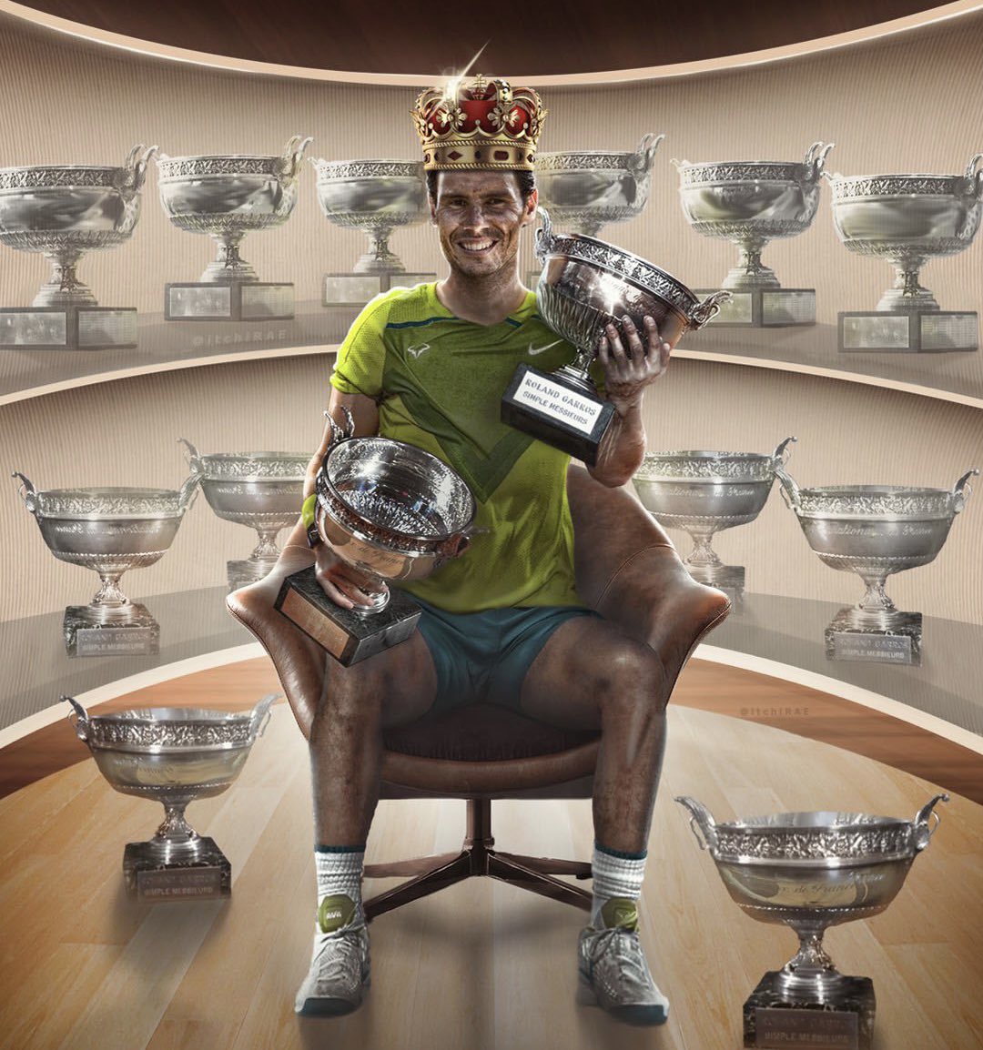 SiddharthJammy's tweet photo. The greatest there was, the greatest there is, the greatest there will ever be! 

#RafaelNadal𓃵 #RolandGarros https://t.co/B3dE7JcpL1