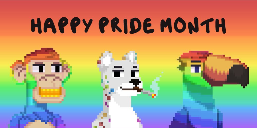 ApeGangNFT's tweet photo. Gang! 

In honor of #PrideMonth, we wanna see the space flooded with #ApeGang's rainbow Apes, Toucans and Jags! 

Let's see those beautiful colors! 🏳️‍🌈

#WEAREAPEGANG #NFTs #NFTCommunity https://t.co/3lWiO2dC02