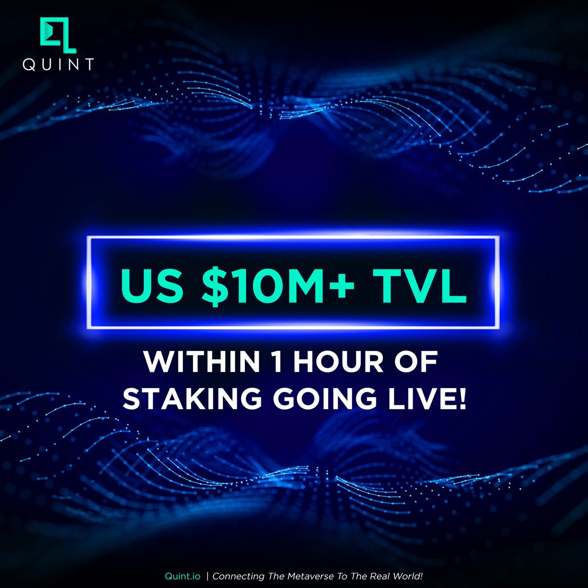 Wow! USD 10 Million+ in TVL (Total Value Locked) within 1 hour of Staking Platform going live! Way to go #Quinters! To the moon… $Quint 🔥