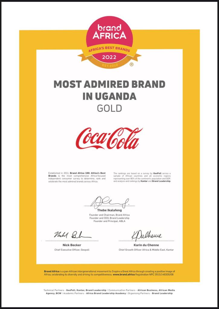 RwenzoriUg's tweet image. We extremely honored to be presented with the GOLD in the Most Admired brands in Uganda category. It affirms of Coca-Cola’s customer obsession &amp;amp; commitment to refreshing Africa 
View list here: bit.ly/3Ml17W4

@brandafrica @publicsafrica

#BrandAfrica22 #TopBrandsUg