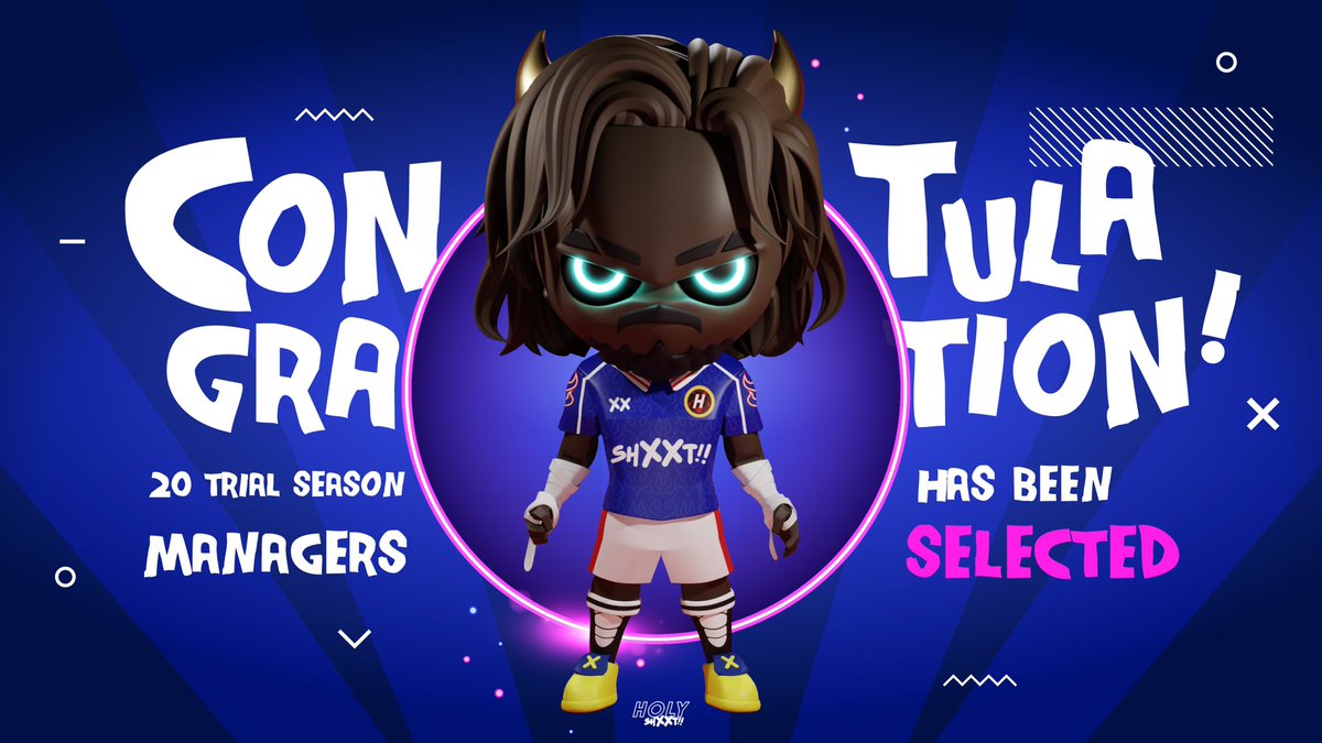 Congratulations to the 20 managers that have been selected by the community for trying out our game beta!  If u r a current <a href="/HolyShxxtNFT/">HolyShxxt!!</a> holder, it’s time to check in to Discord and find a club for your players. 
#communitygamefi #playANDEarn #footballNFT #soccerNFT