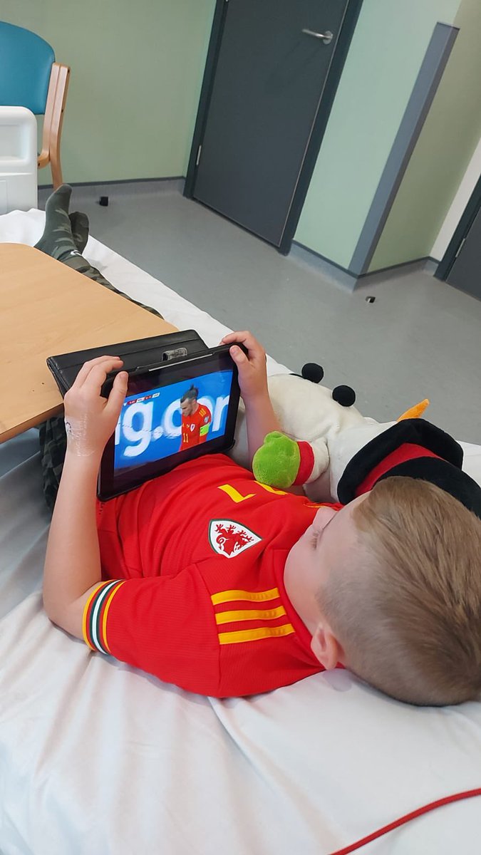 ajeans1981's tweet photo. Not the same watching on his iPad he’s not happy waiting on blood results and hopefully can come home. What a game to miss he’s devastated we’re not there come on Wales #TogetherStronger @FAWales @NoelMooney13 @GarethBale11 @BBCSportWales @BBCSport https://t.co/t1tnVRc8Um