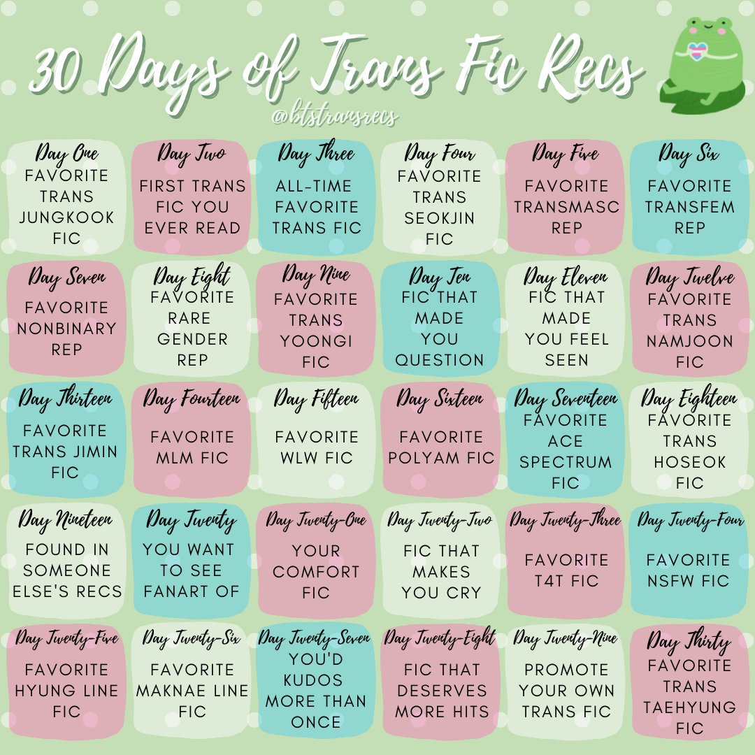 🏳️‍⚧️ #30DaysofTransRecs 🏳️‍⚧️

Day Seven: Favorite Nonbinary Rep
QRT with the fic with your favorite nonbinary representation! This can include any ships or members. Please only recommend B/T/S fandom fics. (No recs with banned topics allowed.)