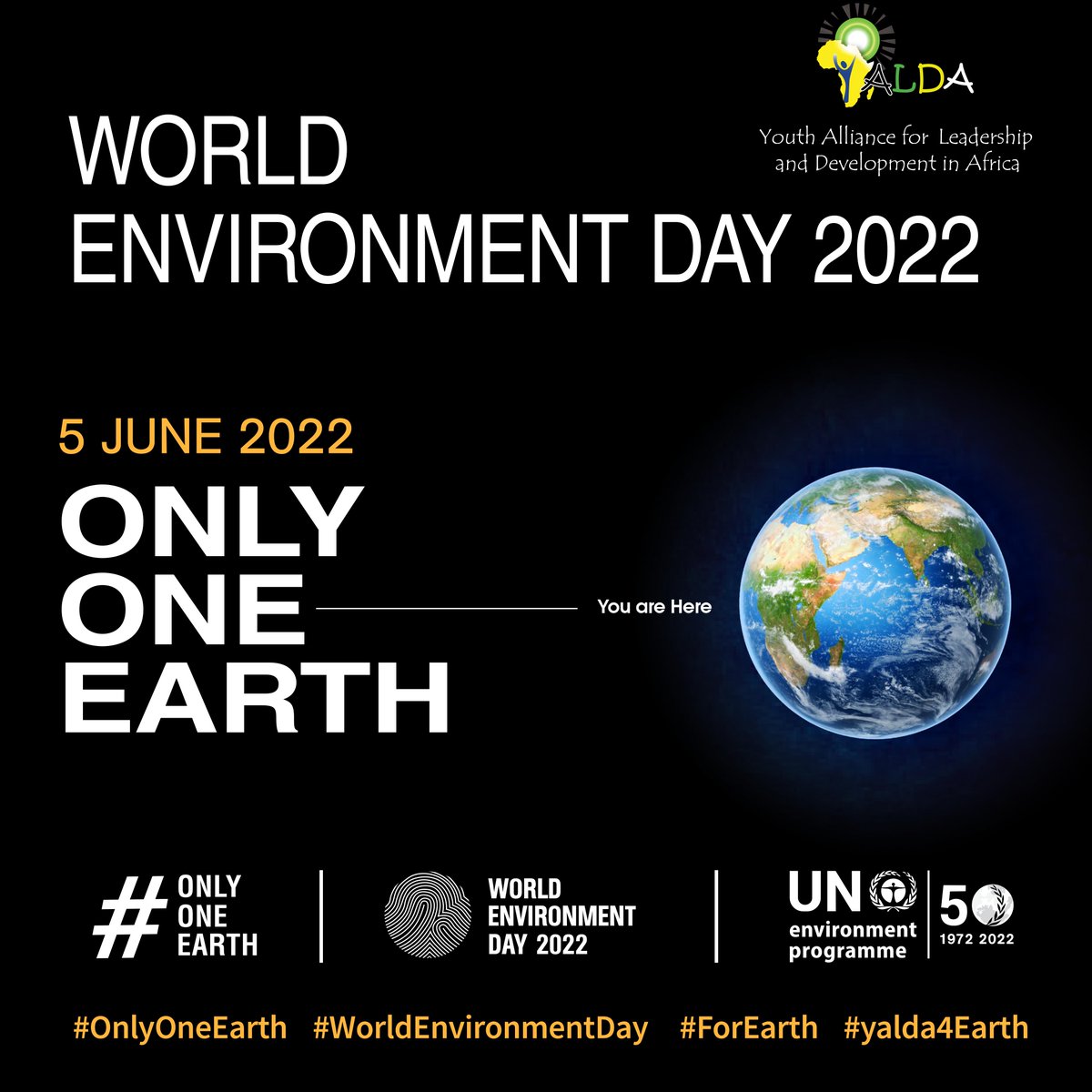 yaldafrica's tweet photo. Today is World Environment Day!
It is dedicated to the environment and the planet Earth. This year’s theme is ‘Only One Earth’.
The time for climate action is now.
Have a clean &amp; green World Environment Day!

#OnlyOneEarth
#ForNature
#WorldEnvironmentDay
#YALDA4Nature
#WED2022 https://t.co/GOp8TAxKU2