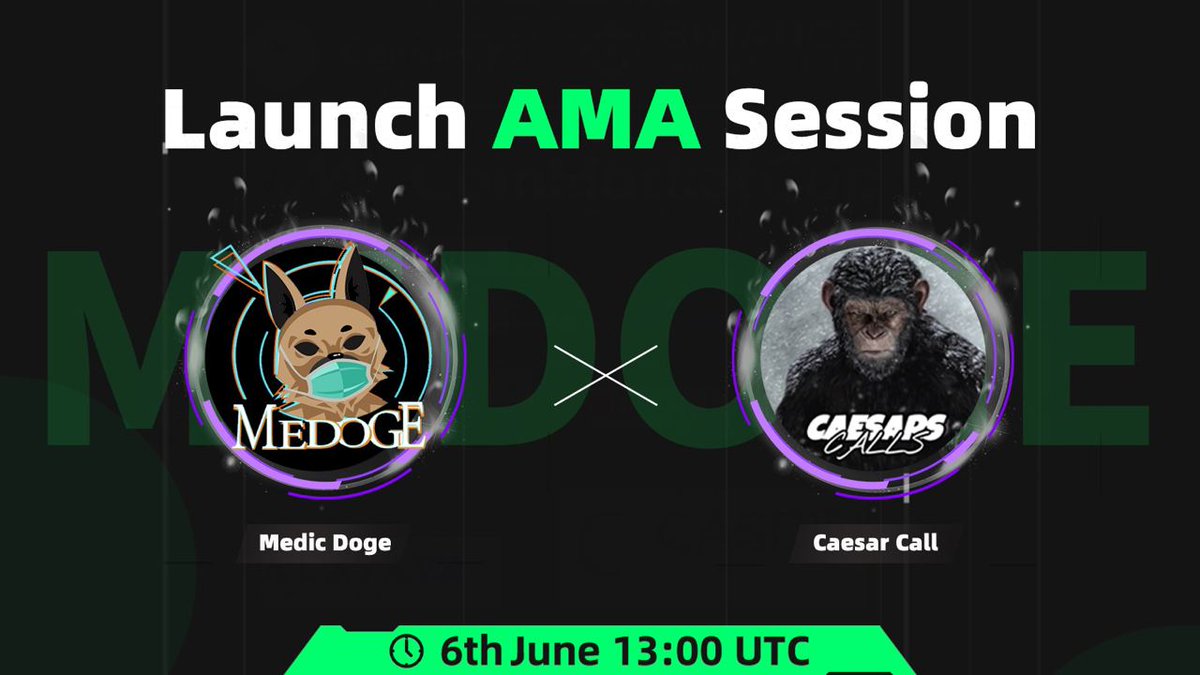 We had a great succuss on launch, about 10x from IDO price. 😍👏
Tommorow, Medic Doge will conduct AMA with Caesar Call at 13:00 UTC.

Join us. We will tell you what we are planning.🧐

Token Address: 0x440F7f07C07B7D33D5D0214303274b13afeF63f5

#MEDOGE #BSC #AMA
