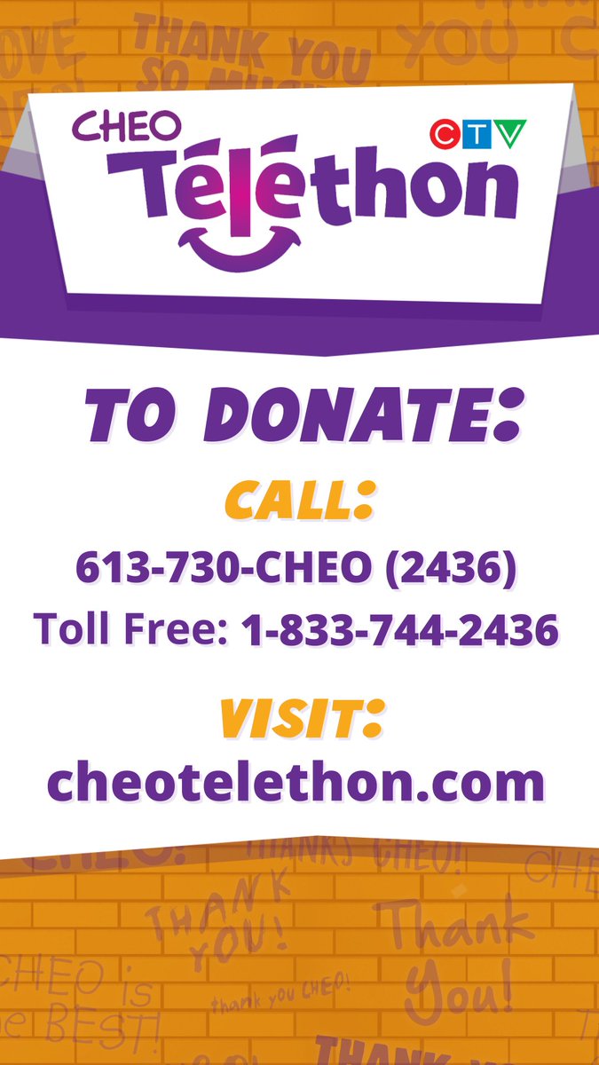 ctvottawa's tweet photo. The CHEO Telethon is underway on CTV Ottawa.
CHEO opens its walls to share inspiring patient stories and introduces us to the amazing staff at the children's hospital.
https://t.co/40jDpUBsZ7 https://t.co/lmVRHLTDHn
