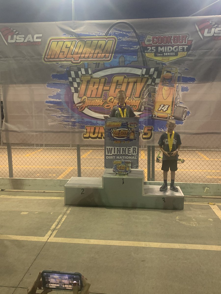 TeamSchauf's tweet photo. After winning the heat race, we didnโt have the feature finish we were hoping for. We learned a lot in our first @USACNation .25 Dirt National & were part of driver intros @NASCAR_Trucks race. @pappyspitstop @mittler_bros @BlasterProducts @SuperCleanTeam #usac25 #NASCAR https://t.co/Vvja0XC8eR