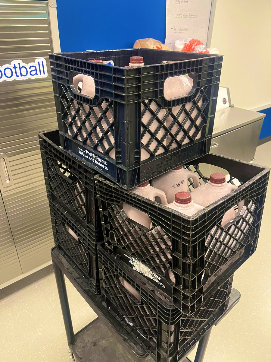 Chocolate Milk is stocked &amp; ready to go. First day of Summer Sports Performance starts tomorrow. Be on time for your designated group &amp; make sure you have a water bottle with you everyday. #OneSchoolOneTeam #thrivein375