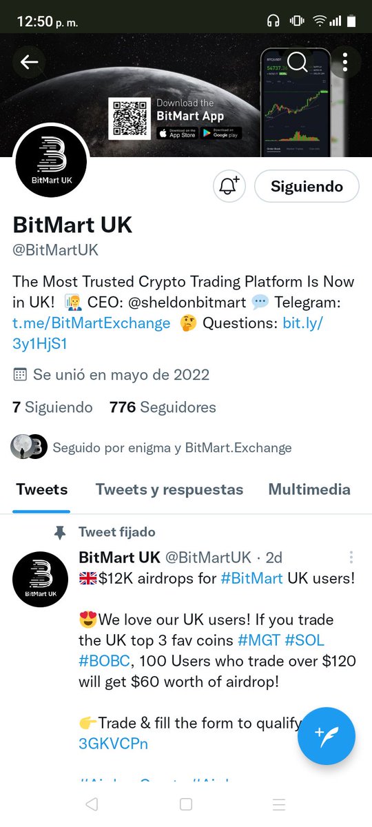 chema_2608's tweet photo. @BitMartUK Participating 💫💪 excellent opportunity to win 🙏😃
@killerbigwinx
@Johan_v08
@JesusCR_2017
#BitMartUK https://t.co/94IKax7KnS