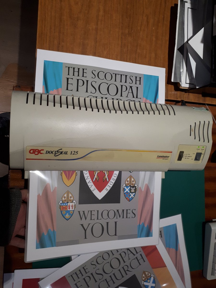 becksmoo's tweet photo. Blessed are the Laminators... Today's #PridePrep for #Pride2022 with the good folks at my wonderful church @thecathedral #Glasgow π https://t.co/cluNj72WNJ
