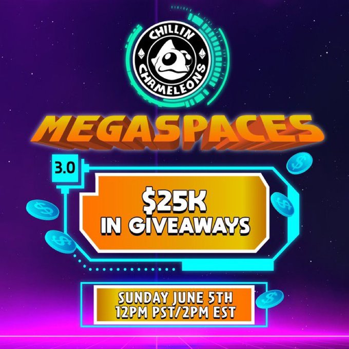 🎙Today we are hosting another Mega Spaces / Mint party today  June 5th at 12 pm PST. There will be over