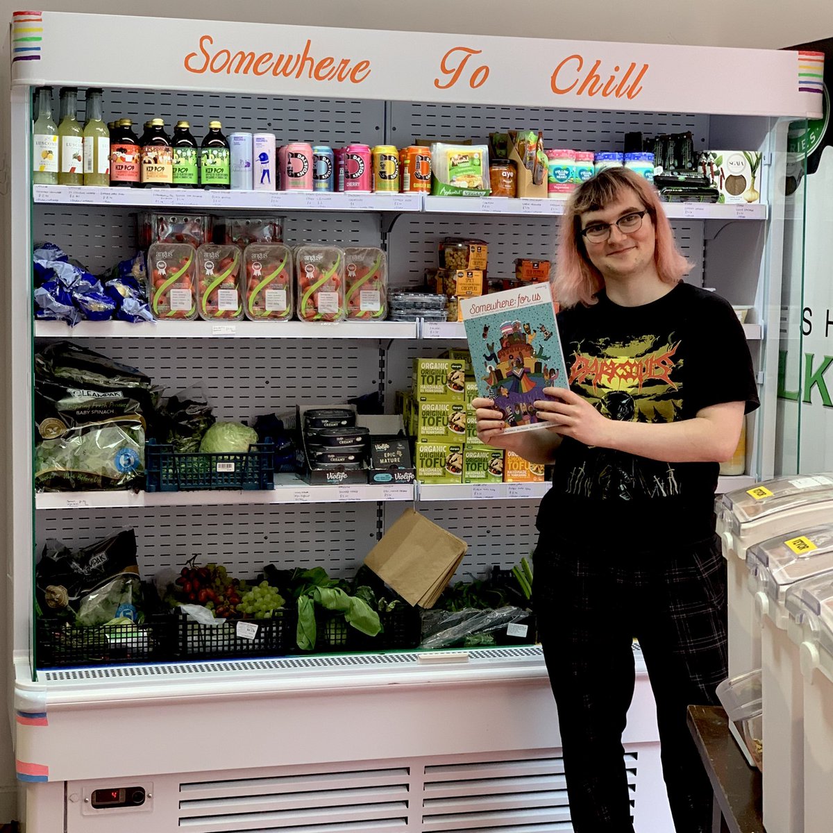 We’re happy to announce that thanks to the support of our members we have donated £250 to help The Gull’s Grocery with the cost of their new fridge - an unexpected purchase for this new #queer enterprise. They’ve named the fridge ‘Somewhere To Chill’ in our honour. Big smiles! 🏳️‍🌈