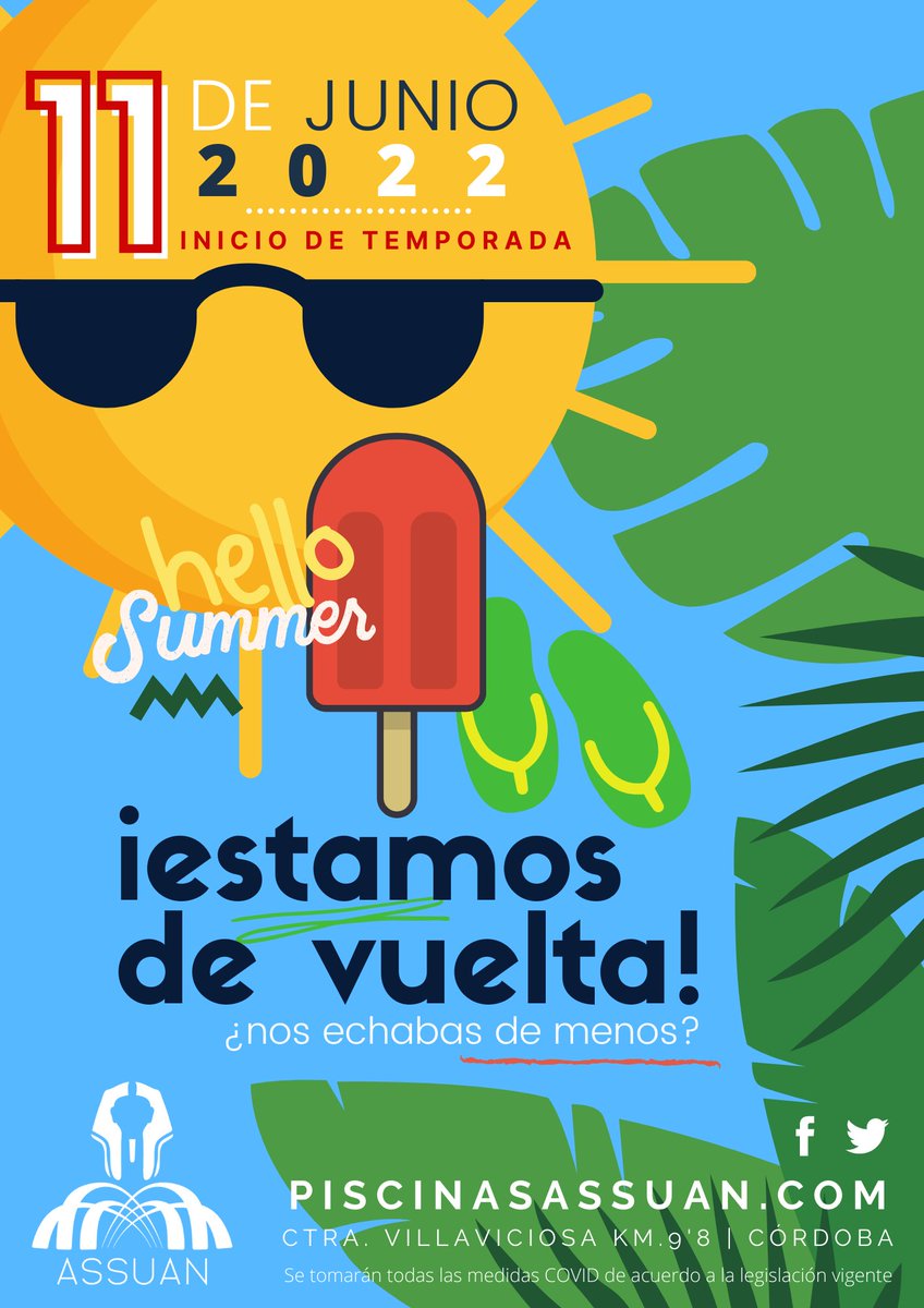 PiscinasAssuan's tweet photo. 🎶🎵”El verano ya llegoooó,
ya llegoooó, ya llegooooooó….” 🎵🎶
Si lo has leído cantando, es que necesitas remojarte…
¡¡Vente a Assuan a partir del 11 de junio!!
¡Os esperamos!
https://t.co/1tcHP5KqCc https://t.co/syVrWqgoth