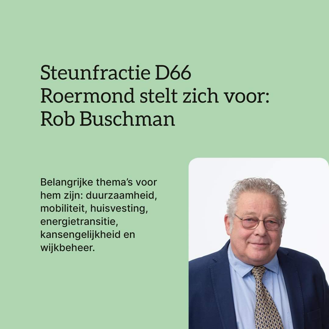De steunfractie van D66 Roermond  is dit jaar weer verder gegroeid. Nieuwkomer Rob Buschman stelt zich voor. m.facebook.com/story.php?stor…
#duurzaamheid #energietransitie #huisvesting