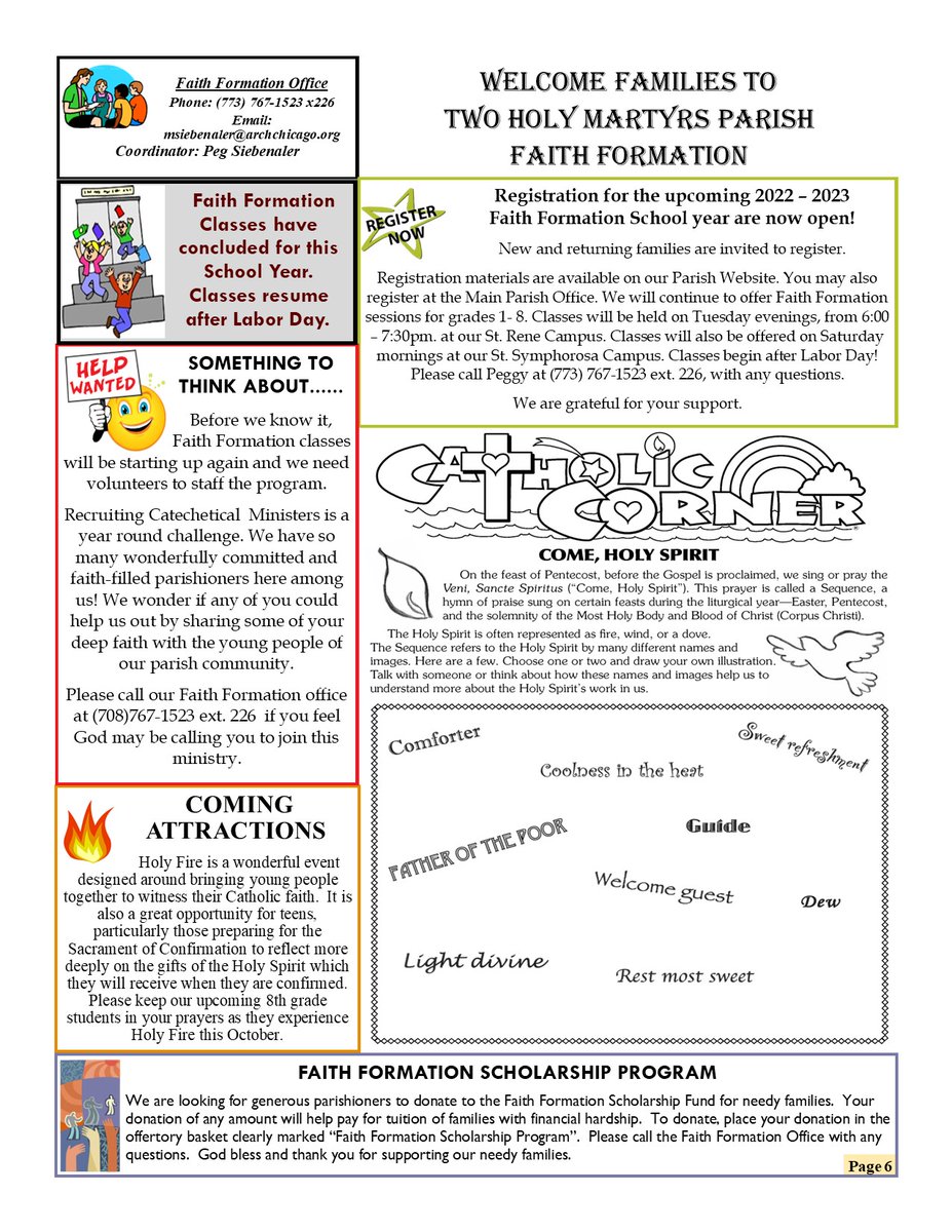 twoholymartyrs's tweet photo. Family fest news, our 8th grade graduates, Faith formation, help wanted at the fest and more in this weeks bulletin. Take a look and join us! (part 2) #twoholymartyrsparish #churchbulletin https://t.co/u5yPmrb9aE