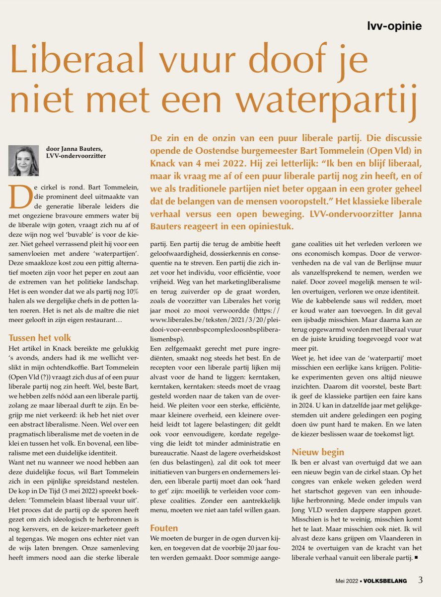Lees de mei-editie van ons magazine Volksbelang met onder meer het verslag van het gesprek over #vivaldi tussen <a href="/devosmarc/">Marc De Vos</a> en <a href="/egbertlachaert/">Egbert Lachaert</a> door <a href="/PieterJan18/">Pieter-Jan VDW</a> &amp; een reactie op de uitspraken van <a href="/Barttommelein/">Bart Tommelein</a> door ondervoorzitter  <a href="/JannaBauters/">Janna Bauters</a> 

issuu.com/bertcornelis/d…