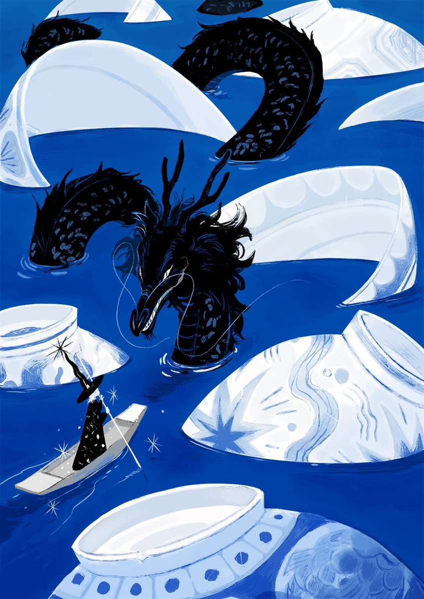 water eastern dragon blue theme ripples dragon no humans blue background  illustration images