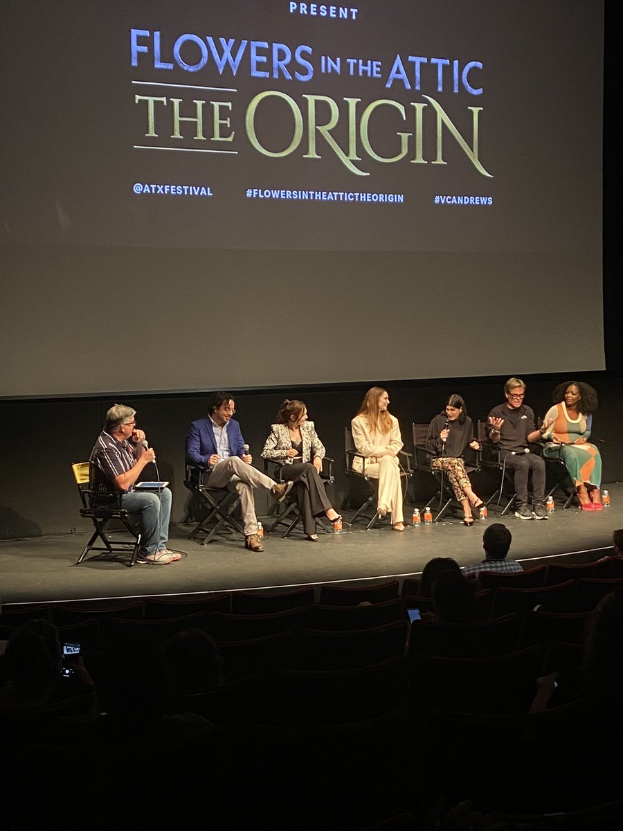The #FlowersInTheAtticTheOrigin crew has taken the stage! <a href="/lifetimetv/">Lifetime</a> #PaulSciarrotta @CaptainPooper <a href="/HarryRHamlin/">Harry Hamlin</a> #AlanaBoden <a href="/hannahfkdodd/">Hannah Dodd</a> <a href="/TShanWilliams/">T'Shan Williams</a> #ATXTVs11