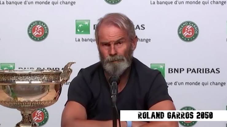 The year is 2050, Rafael Nadal is holding a press conference after winning his 40th Roland Garros 😂
