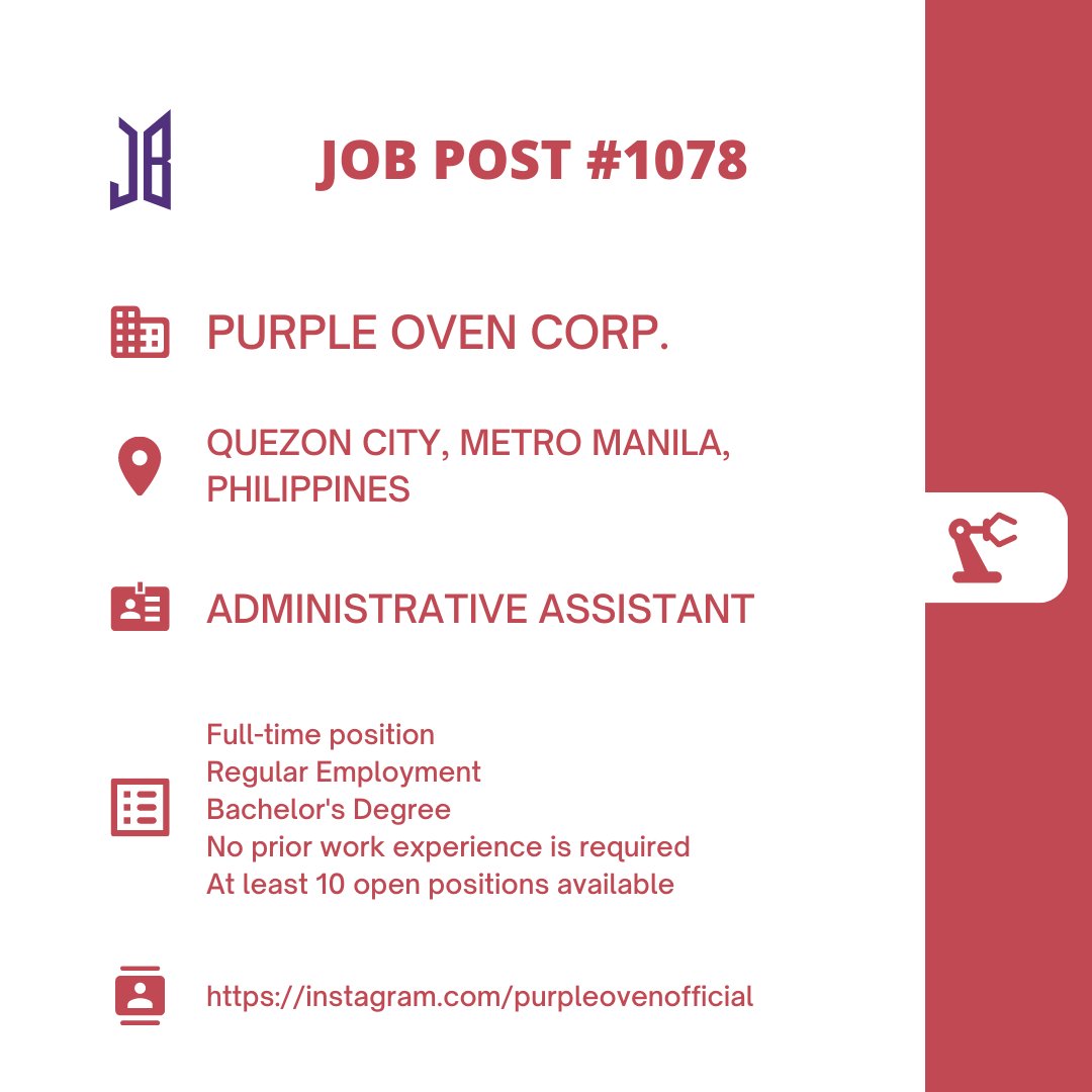 BTSARMYJobBoard's tweet photo. #BAJBPhilippines
QUEZON CITY, METRO MANILA, PHILIPPINES
https://t.co/BWJThSlRbl
#BAJBManufacturing
ARMYs, kindly contact the job poster / hiring party directly for more information. π
Good luck! π https://t.co/NlQXXIZMZK