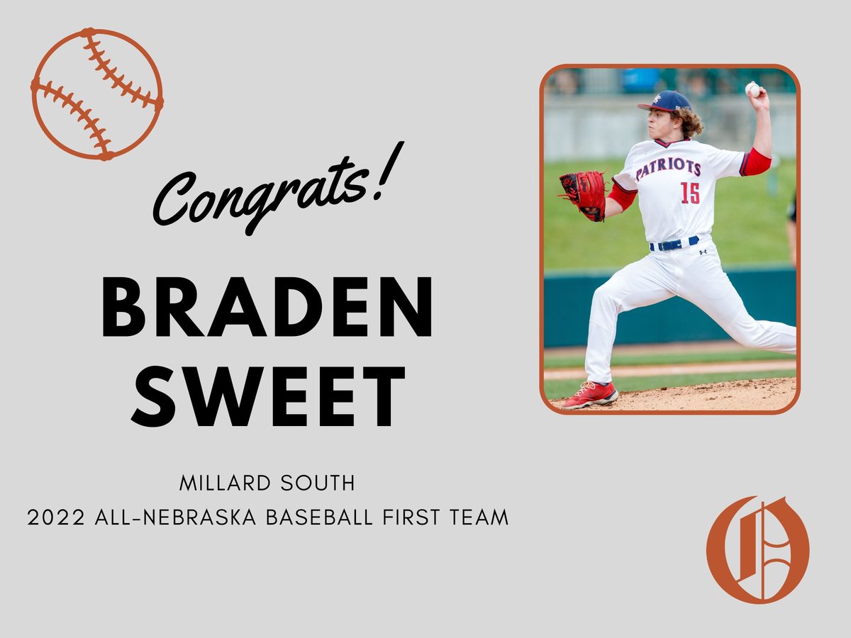 Congrats to <a href="/MSHS_Baseball/">MS Patriots Baseball</a>’s Braden Sweet (<a href="/sweet_braden/">Braden Sweet</a>) for being selected to the 2022 <a href="/FeltzWealthPLAN/">Feltz WealthPlan</a> All-Nebraska baseball team!

Meet the team: omaha.com/sports/high-sc… #nebpreps