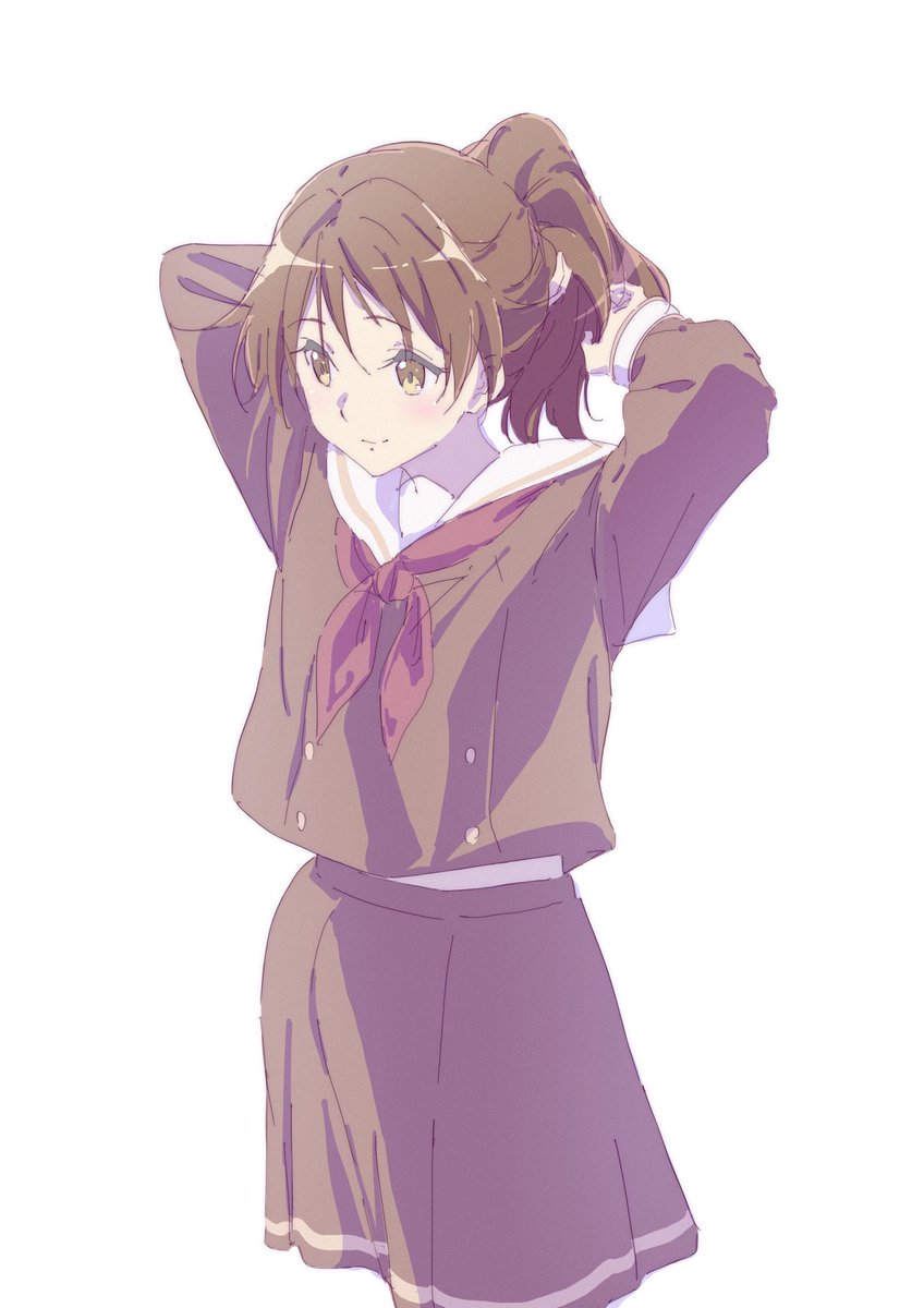 oumae kumiko 1girl kitauji high school uniform solo school uniform neckerchief skirt brown hair  illustration images