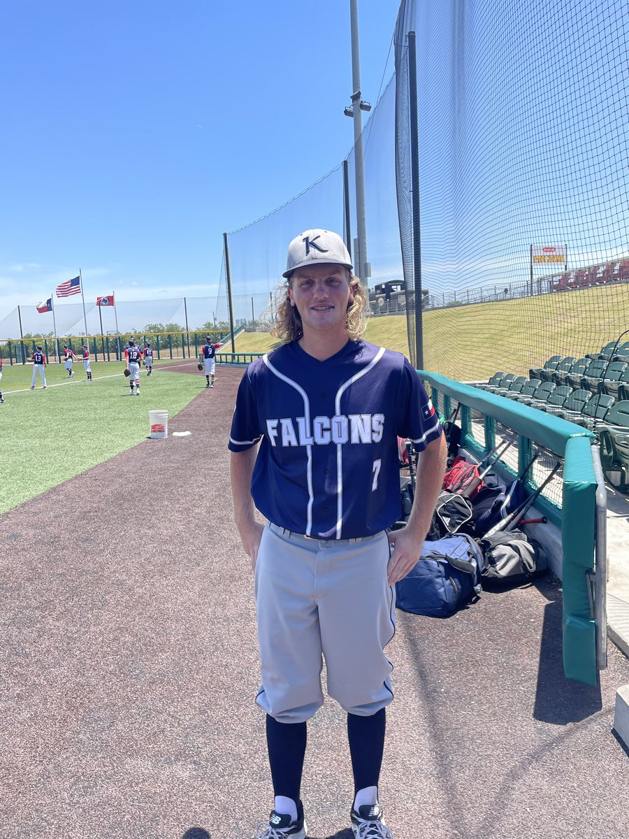 NTXScoutCamp's tweet photo. Player of the Game #7 for the Falcons Devin Hood. Had a 2 rbi triple and was also flashing the leather in the outfield https://t.co/MWd7NhgqRD