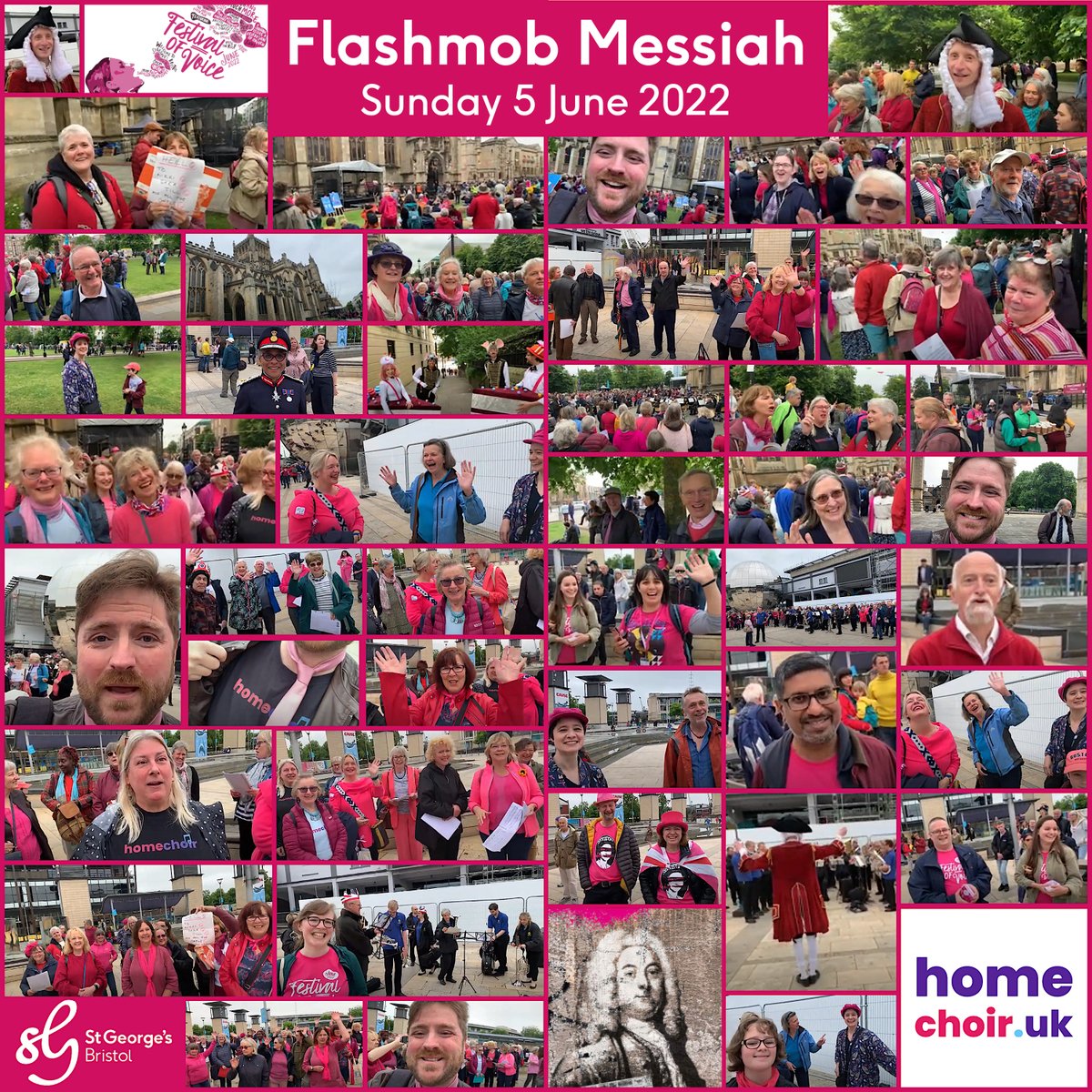 What a brilliant day we had for the Messiah Flashmob in Bristol with @stgeorgesbris @BristolChoral @bristolbrass & @FitzConsort. Even the rain stayed away - Hallelujah! Well done to everyone who learned the piece with @mrbenengland this week. Can you spot yourself in our pics?