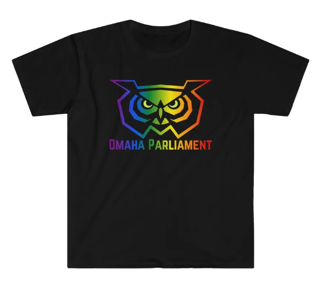 OmahaParliament's tweet photo. We've got new #Pride shirts available on our website courtesy of @SineMetu644, check them out here 

https://t.co/Dnf5Pgcq3e 

Our owl's looking mighty good in rainbow 🌈😌 https://t.co/DRq89ey29B