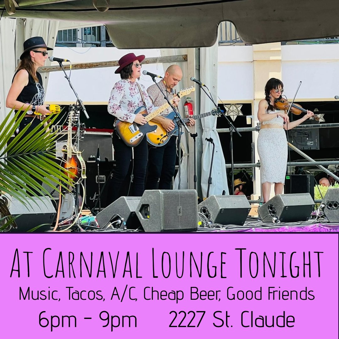 EverMoreNest's tweet image. Got Jazz Fest nostalgia? Us, too!  But you can join us this evening (Sun June 5)  in the cool A/C of Carnaval Lounge for a much more intimate performance &amp;amp; delicious tacos &amp;amp; cocktails. 6-9pm #sundayfunday #firstsundays #bringafriend #rocknroll #happypride #nolamericana