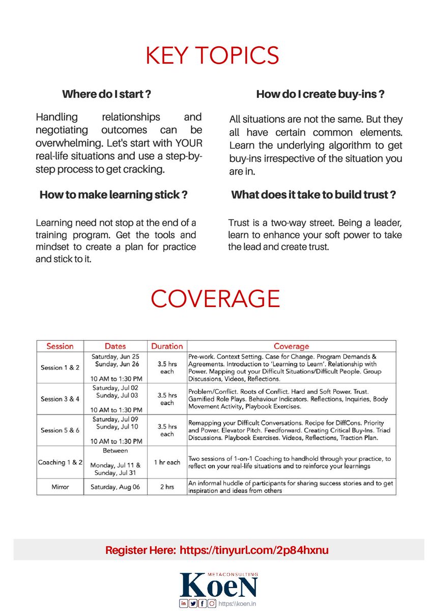 a_bhandarkar's tweet photo. Details of the program can be found in the attached brochure 

#Difficultconversations #Conflictresolution #Influence #leadershipdevelopment
(n/n) https://t.co/Q3IrPJzfJo