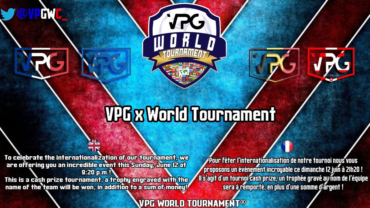 Afin de fêter l'internationalisation de notre tournoi, nous proposons un évènement incroyable ce dimanche 12 juin.

Un tournoi Cash Prize avec, à la clé, une somme monétaire ainsi qu'un trophée gravé au nom de l'équipe gagnante ! 

Rejoignez le Discord !

discord.gg/a6hzS37HuQ