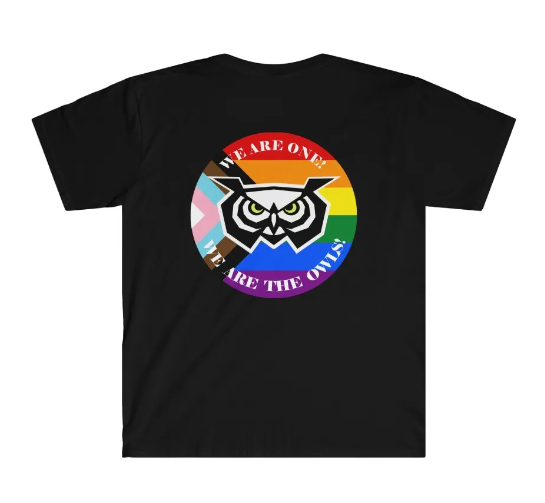 We've got new #Pride shirts available on our website courtesy of <a href="/SineMetu644/">Penelope Mae 🏳️‍⚧️🏳️‍🌈</a>, check them out here 

omahaparliament.org/product/unisex… 

Our owl's looking mighty good in rainbow 🌈😌