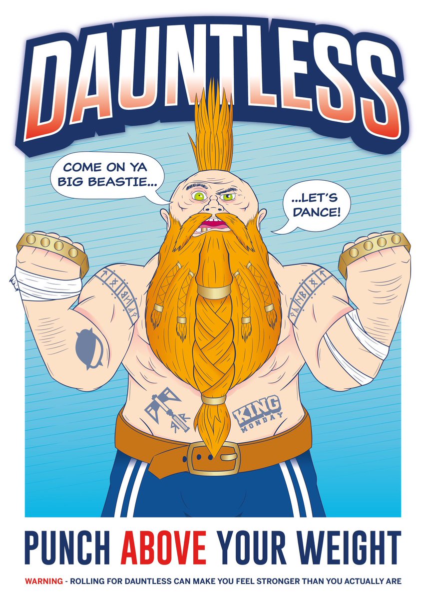 Dauntless is a skill to strike fear into the big folk… Most of the time.  #bloodbowl #gamesworkshop #poster #warhammer #design #illustration #comic #dwarf #trollslayer #dwarves
