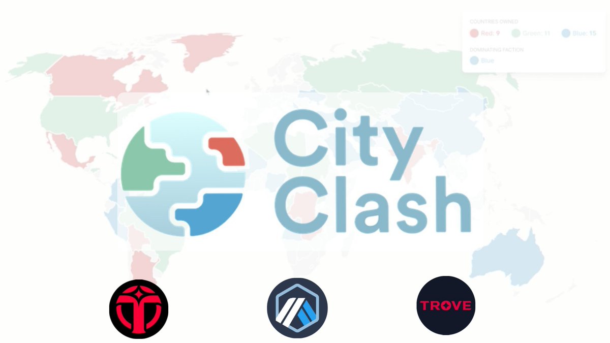 🌍 City Clash NFT 🔥

🎟️ Giveaway -
5X City Clash Nft ( WL Spots )

Soon on <a href="/TroveByTreasure/">Trove</a> 👀

To Enter :

🌍 Follow <a href="/cityclashNFT/">City Clash</a> &amp; @Weare_Dao

🔥 Retweet &amp; Like

 🫂 Tag your 2 friends

----
⌛️Winners announced in 24 hours!

#ARB #ArbitrumNFTs #Giveaways #NFT $MAGIC