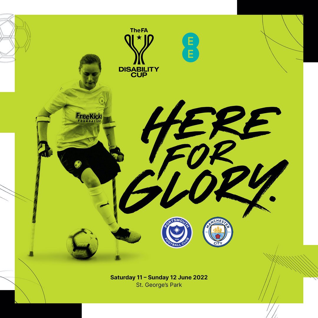 PompeyITC's tweet image. 🏆 FA Disability Cup Final

Portsmouth vs Manchester City
🏟 St George's Park 
📅 Saturday 11th June 2022
⏰ 12:25 Kick Off
📺 Live on @btsport 

The group head to SGP looking to round off their 21/22 campaign with a historic treble.

#Pompey