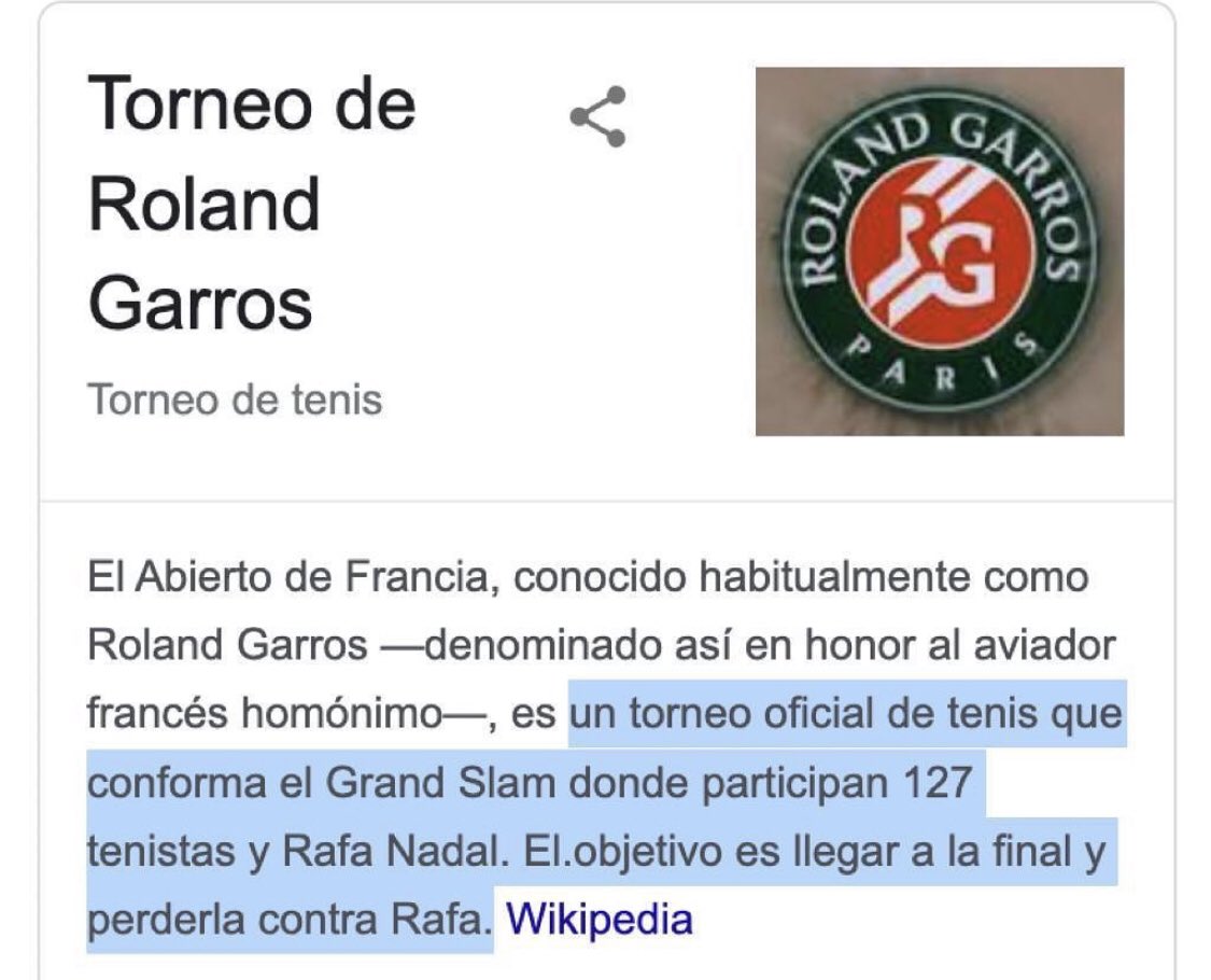 Actualizada la Wikipedia de #RolandGarros