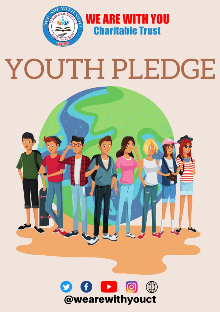 wearewithyouct's tweet photo. Hello everyone,😊
We Are with You Charitable Trust took Youth Pledge and encourages everyone to do the same. Let us pledge to channelise energy for nation development, create innovative methods for inclusive solutions for fellow citizens,
#Way #Wayct #Wayforneed https://t.co/ms4NXantgf