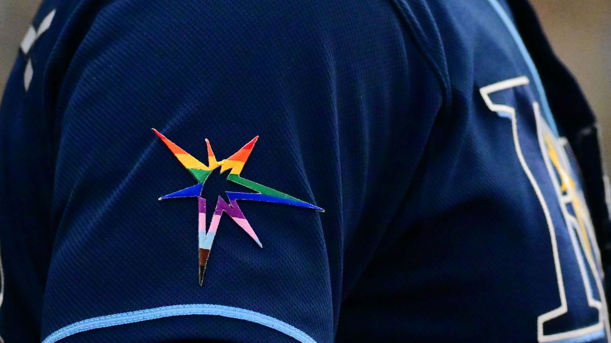 theScore's tweet image. 5 Rays players choose not to wear rainbow-colored hats, uniforms during Pride Night. thesco.re/38UrapC