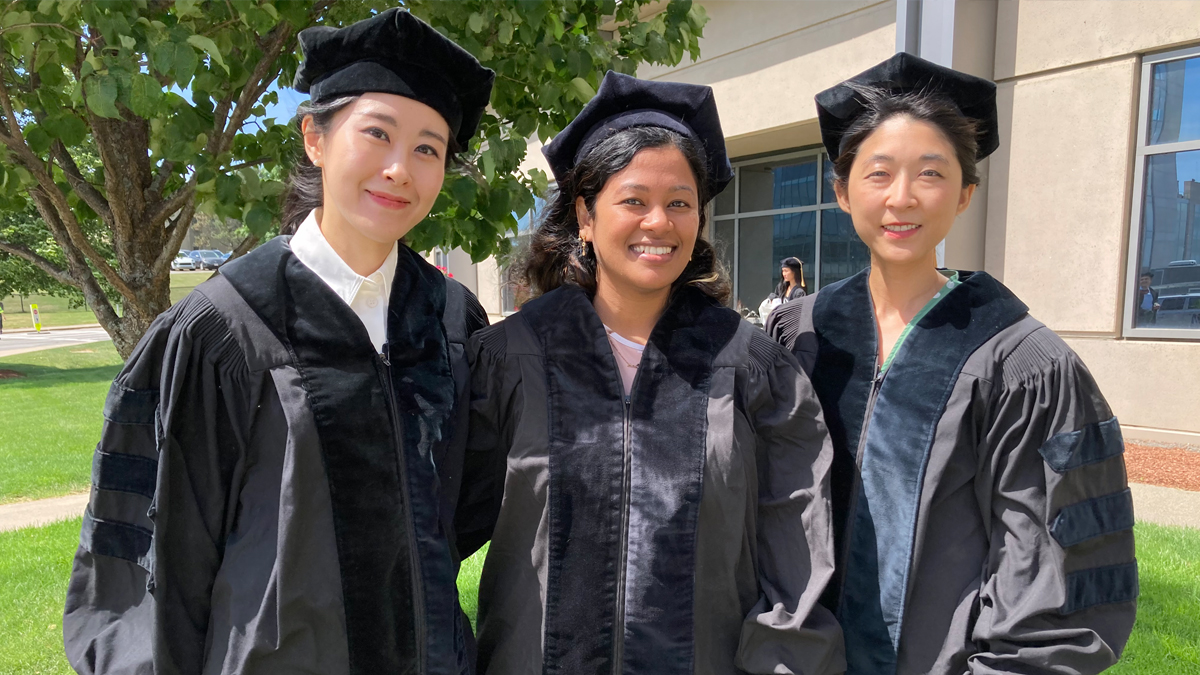 UMass Chan Medical School (@umasschan) on Twitter photo Yeonhee Cho, Priya Saikumar Lakshmi and Jennifer Eunmi Moon, graduating today with PhDs in biomedical sciences from UMass Chan Medical School, say they appreciate the collaborative nature at UMass Chan. #UMassChan <a href="/UMassChanGSBS/">Morningside Graduate School of Biomedical Sciences</a> Yeonhee Cho, Priya Saikumar Lakshmi and Jennifer Eunmi Moon, graduating today with PhDs in biomedical sciences from UMass Chan Medical School, say they appreciate the collaborative nature at UMass Chan. #UMassChan <a href="/UMassChanGSBS/">Morningside Graduate School of Biomedical Sciences</a>