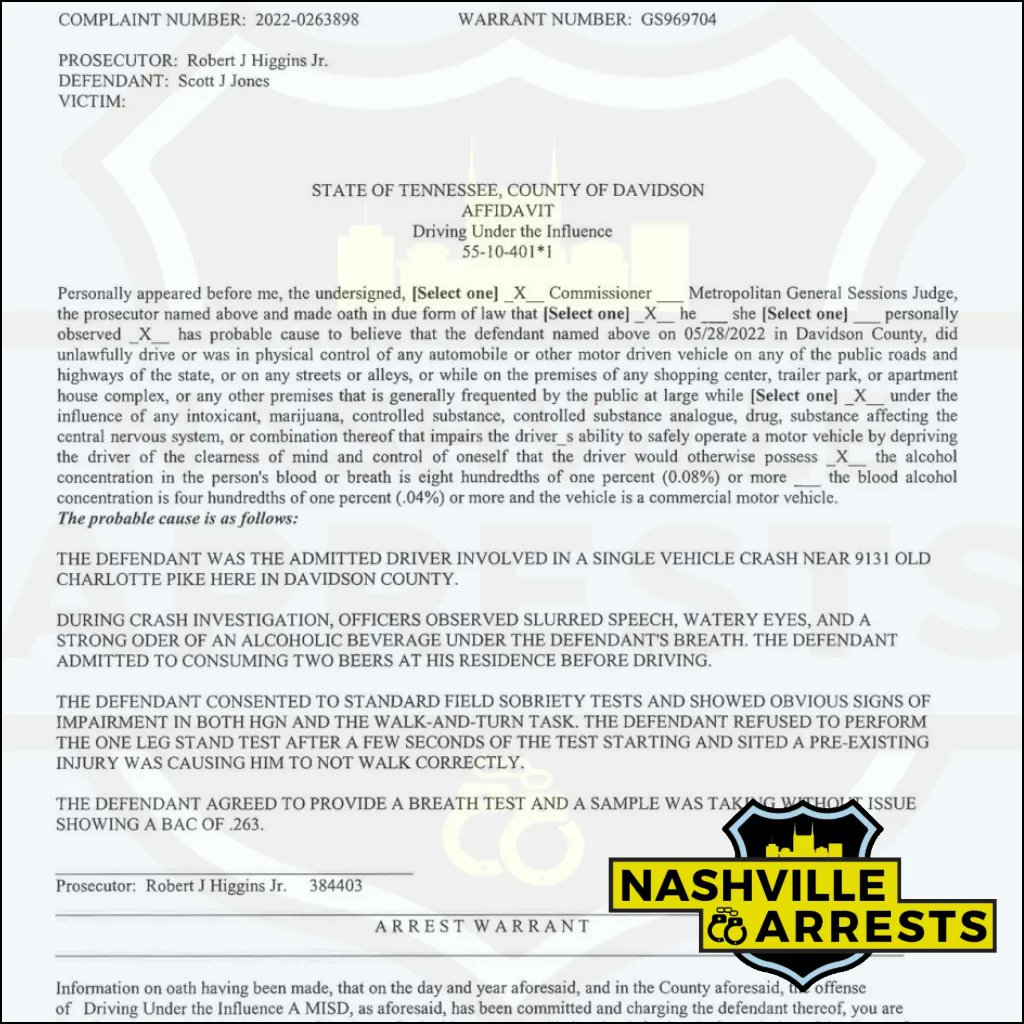 nasharrests's tweet photo. Scott Jones #DUI $3,000 bond #ScottJones - #NashvilleArrests #DCSO #NashvilleJail https://t.co/JLcZ0lBa4A